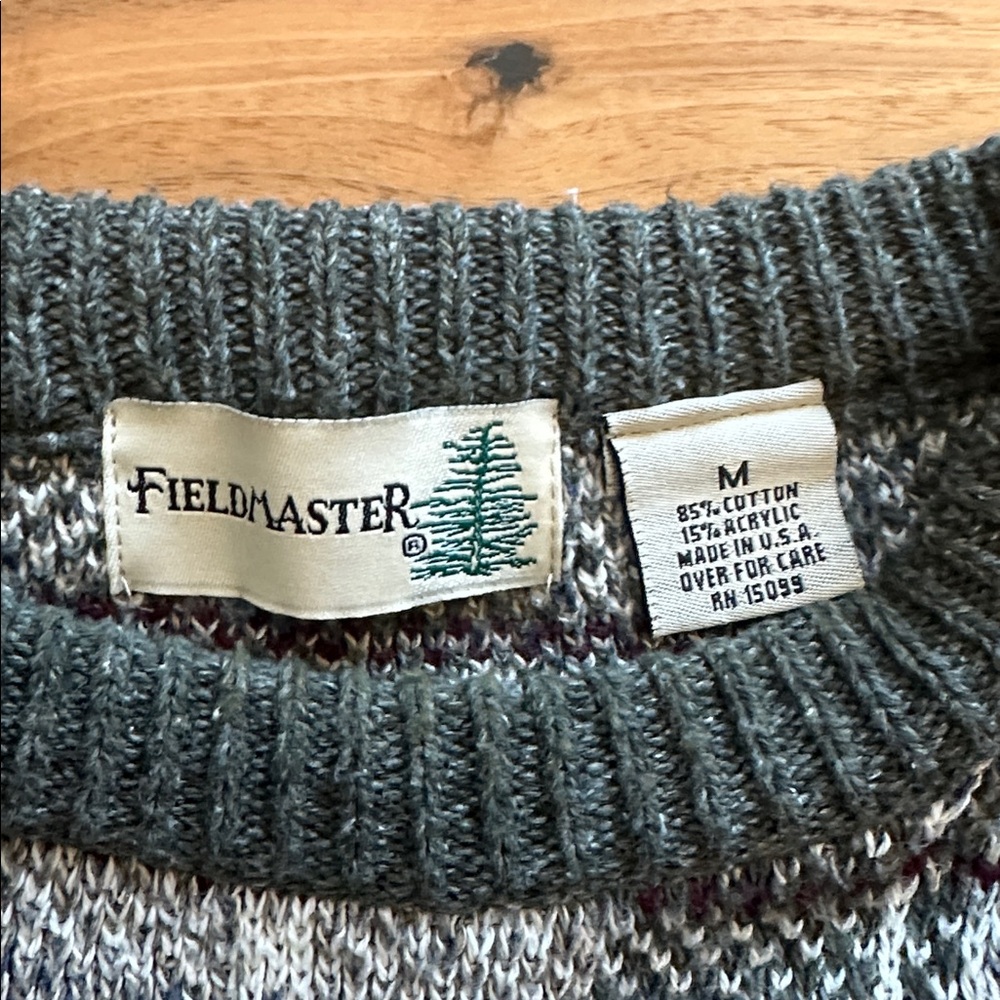 Vtg Fieldmaster plaid sweater made in USA - Picture 2 of 4